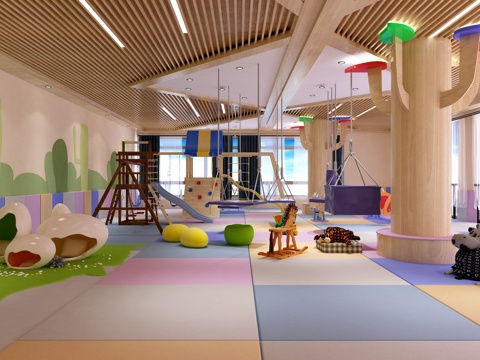  现代幼儿园活动室3d模型 