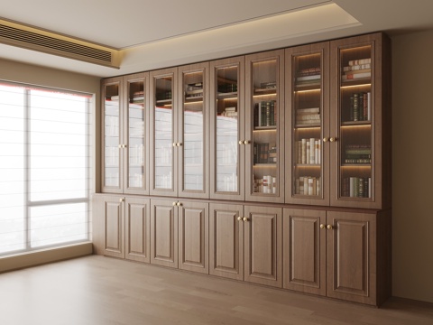 中古风书柜su模型
