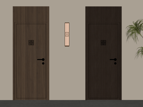 新中式单开门 室内门su模型