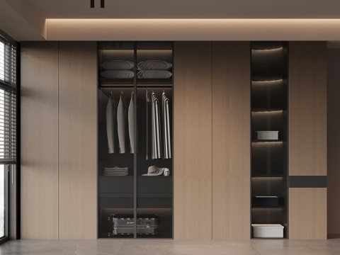 现代意式衣柜su模型