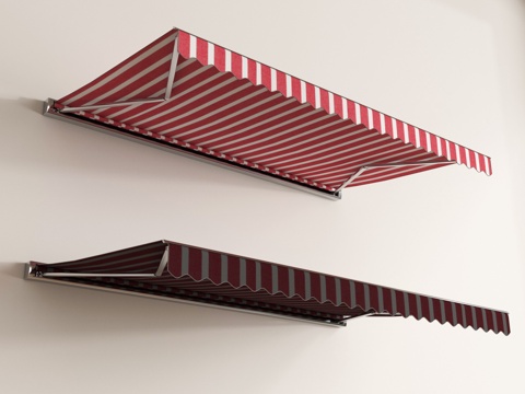 现代遮阳棚 伸缩遮阳棚 雨搭 遮雨棚 户外雨棚su模型