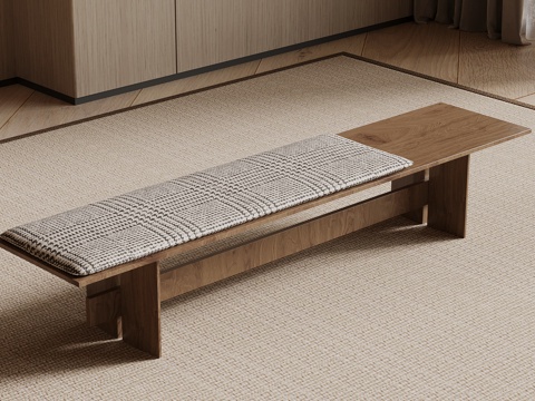 现代中古风换鞋凳su模型