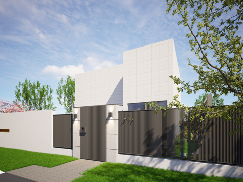 现代庭院大门su模型