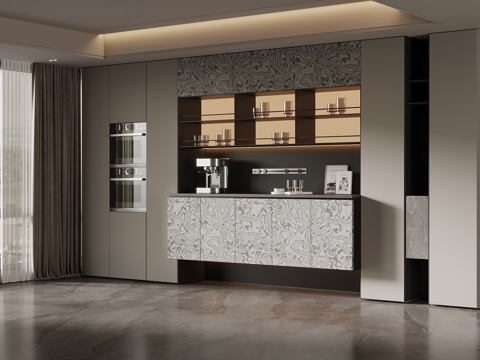 现代酒柜su模型