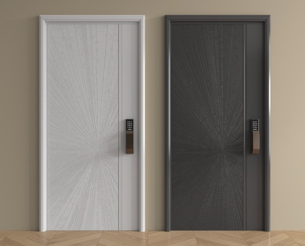 现代入户门 防盗门 单开门 密码锁指纹锁su模型