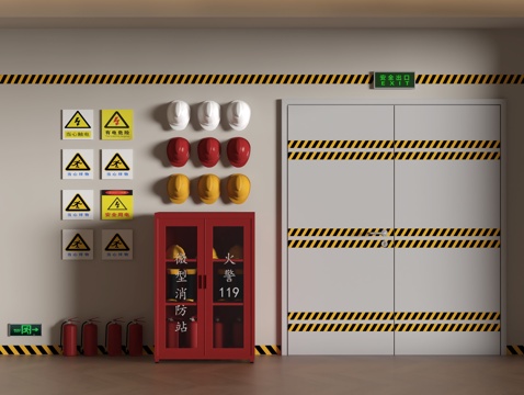 现代消防设备 消防门su模型