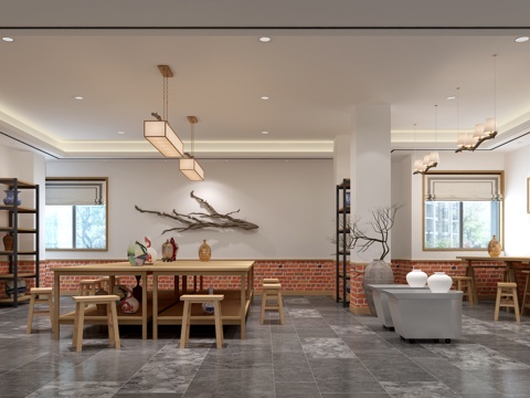  新中式陶艺教室3d模型 