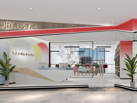  工业风舞蹈室大门橱窗3d模型 