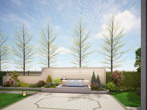 法式，轻法景墙、凉亭su模型