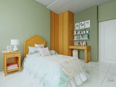 现代儿童房 儿童卧室 儿童床免费3d模型