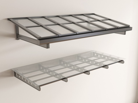 现代玻璃雨棚 玻璃遮阳棚 雨搭遮雨棚 户外雨棚su模型