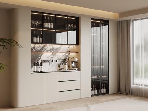  现代简约酒柜 餐边柜3d模型 