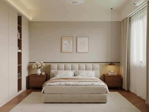 中古风卧室su模型