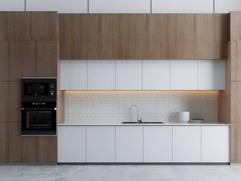 中式现代橱柜壁柜开放式厨房3d模型