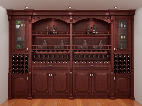  简欧雕花酒柜3d模型 