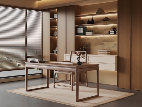  新中式书房3d模型 