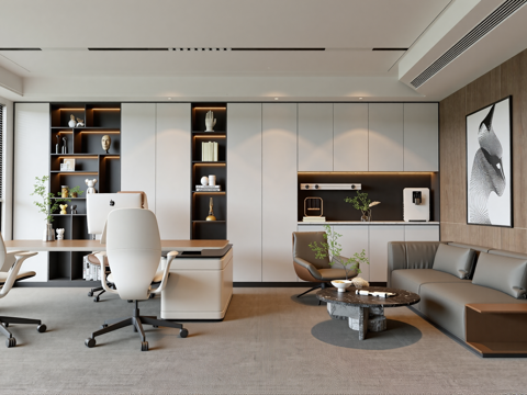 现代经理办公室su模型