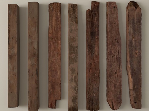 中式木头木板木条 旧木板老木头木块su模型