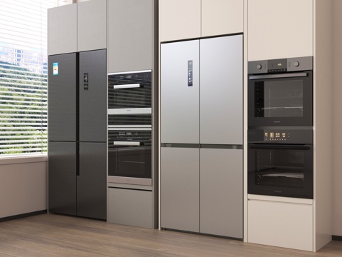  现代冰箱 冰箱柜 嵌入式冰箱蒸箱烤箱 电器3d模型 