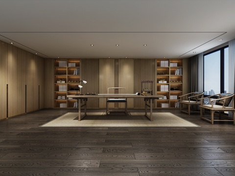  新中式书房3d模型 