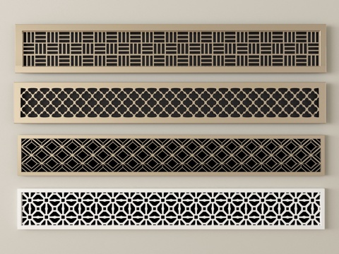现代空调出风口 通风栅套装su模型