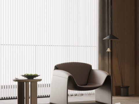 现代意式休闲椅 边几 落地灯su模型