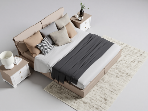 现代卧室双人床组合su模型