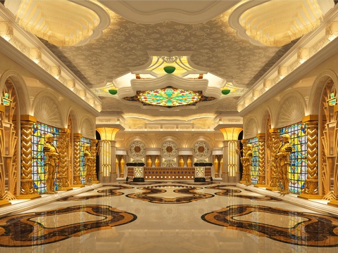  欧式古典大厅大堂 ktv大堂 机甲人3d模型 