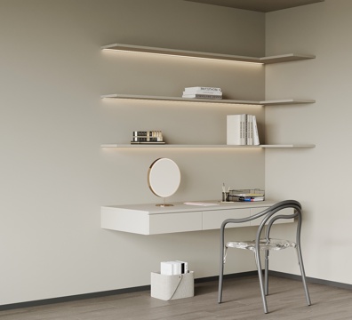 现代书桌椅 书架su模型