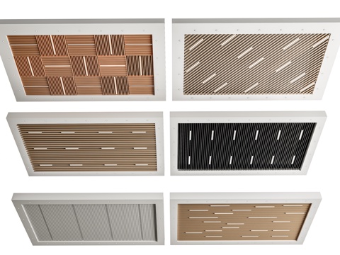  现代吊顶 格栅吊顶 木格栅吊顶 方通吊顶 吊顶3d模型 