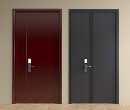  现代入户门 防盗门 子母门 平开门3d模型 