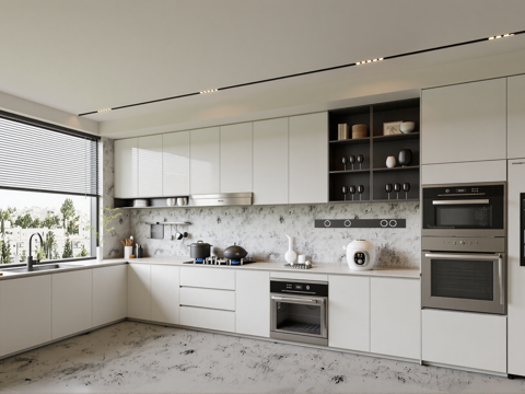 现代网红厨房su模型