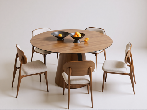 现代新中式餐桌椅su模型