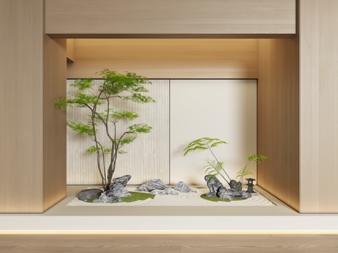 现代室内景观 植物景观 绿植景观 景观造景 天井景观 楼梯景su模型