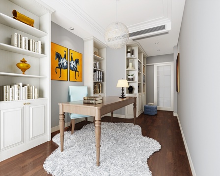  现代简约书房3d模型 