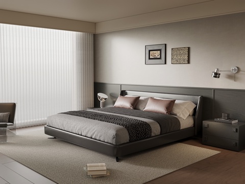 现代意式卧室su模型