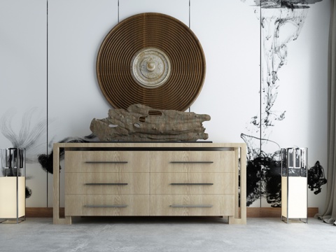  新中式玄关柜端景柜装饰柜3d模型 