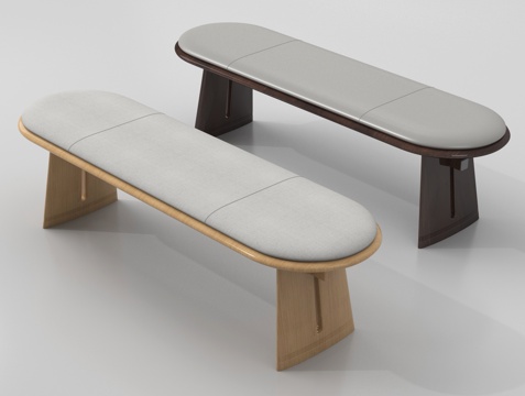 现代布艺长凳 布艺床尾凳 沙发长凳su模型