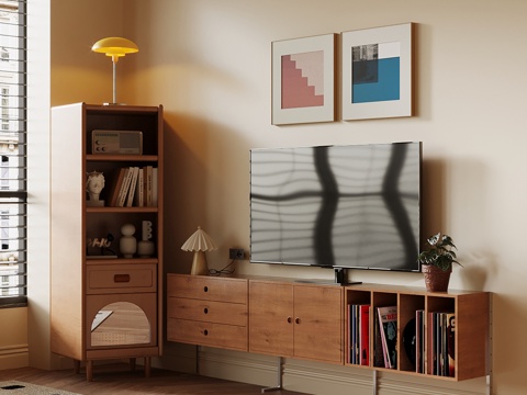 中古风电视柜 角柜su模型