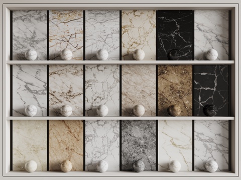 现代轻奢石材 烫银大理石 岩石 奢石 黑白纹路石材su模型