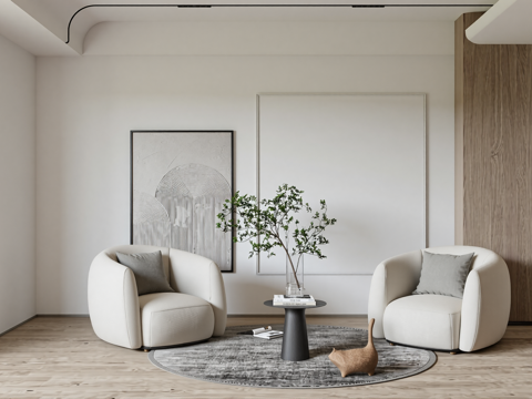 休闲单人沙发组合su模型