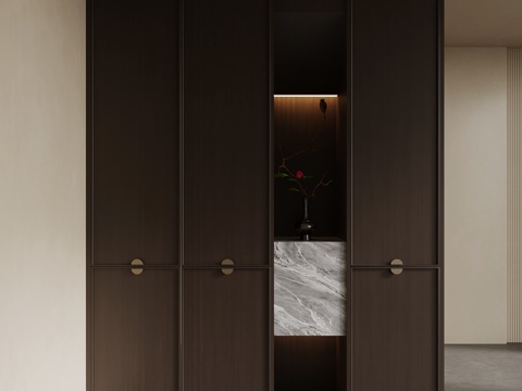 新中式玄关柜 入户装饰柜su模型