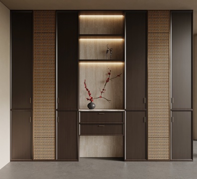 新中式玄关柜 入户装饰柜su模型