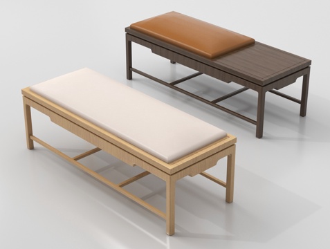 现代木长凳 床尾凳 沙发长凳su模型