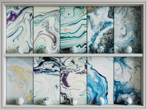 现代蓝色石材 蓝色纹路大理石 岩石 奢石 蓝金石材su模型