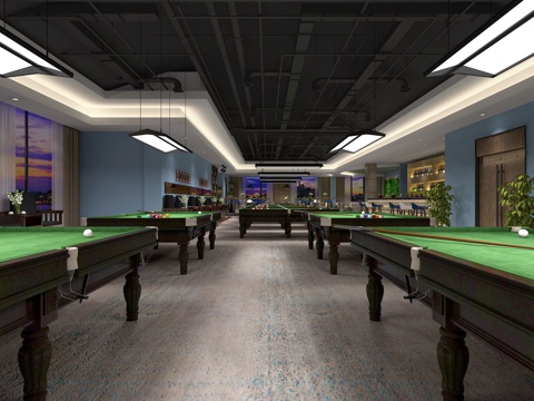  工业风台球厅3d模型 