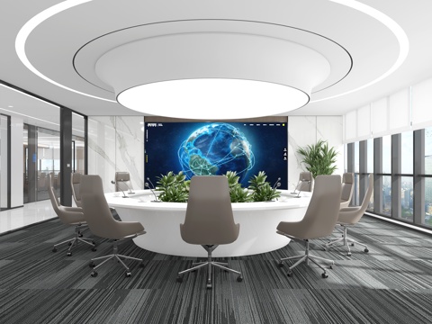  现代会议室 大型会议室  办公会议室 圆桌会议室 会议桌椅3d模型 