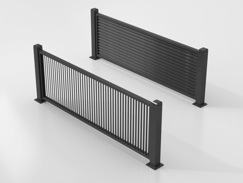 现代围栏护栏 铁艺栏杆 扶手su模型