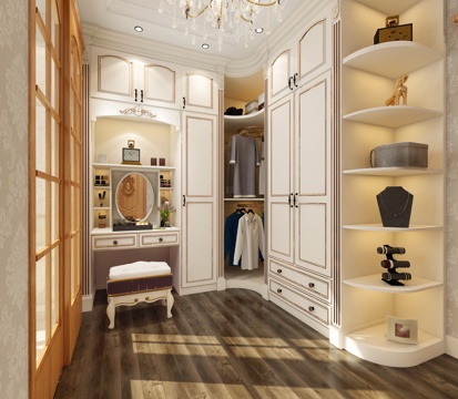  简欧衣帽间3d模型 