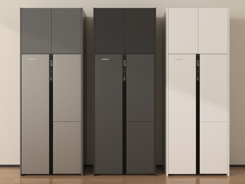 现代冰箱 双开门冰箱 三门冰箱su模型